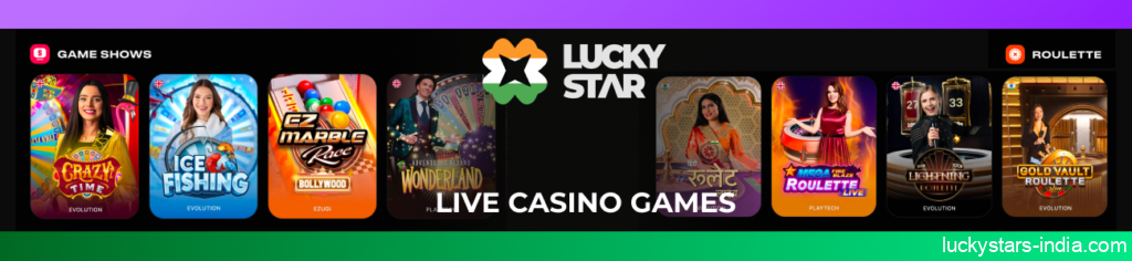 Real dealer live casino games at Lucky Star